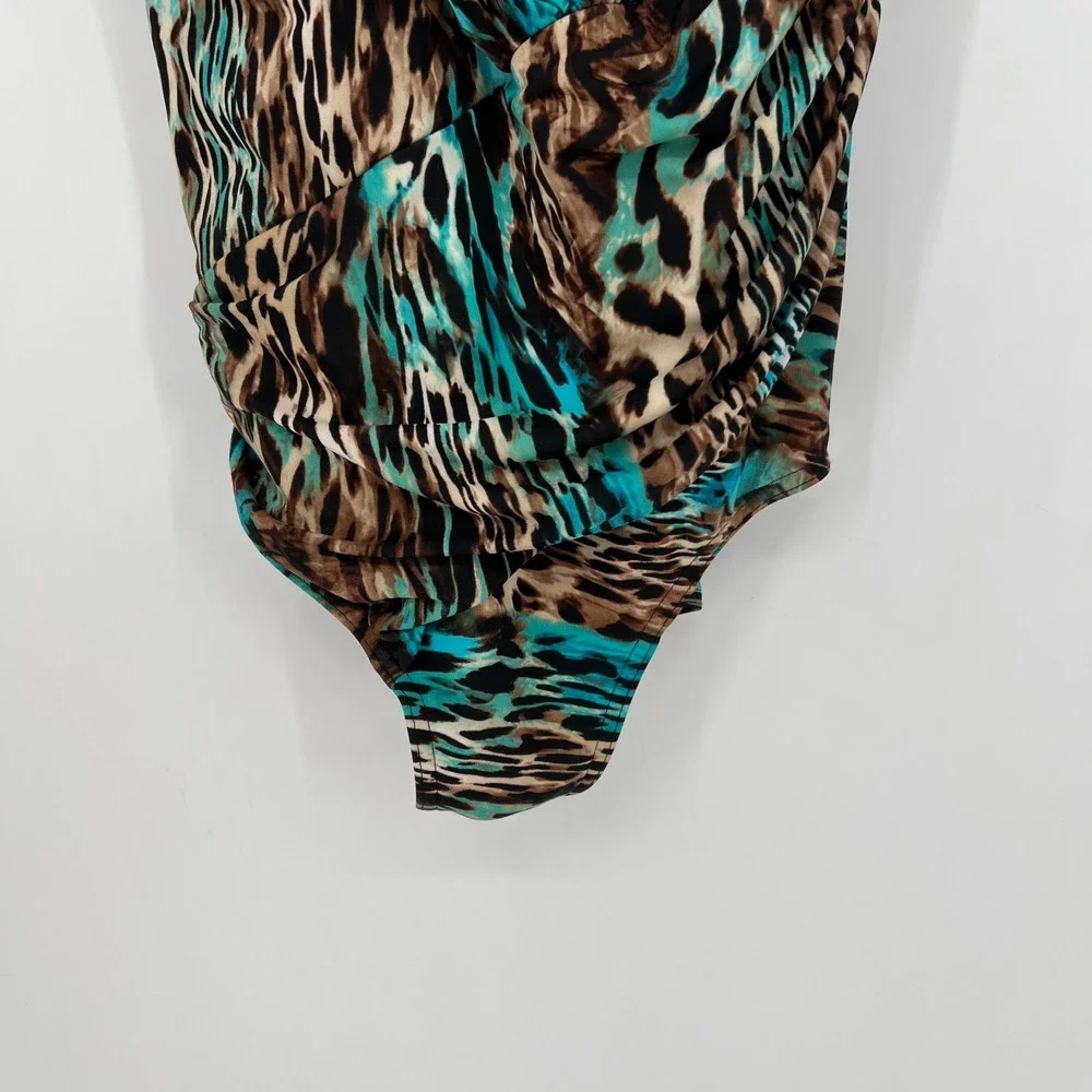 Miraclesuit Swimsuit Womesn 14 Cheetah Leopard One Piece Blue Animal Print